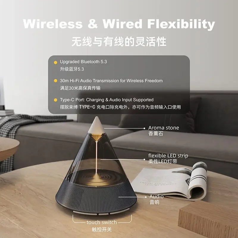 Creative Aromatherapy Atmosphere Lamp BT Speaker Quantum Light Bedroom Bedside Hifi Sound High Quality Wireless Stereo Subwoofer