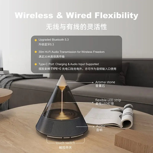 Creative Aromatherapy Atmosphere Lamp BT Speaker Quantum Light Bedroom Bedside Hifi Sound High Quality Wireless Stereo Subwoofer