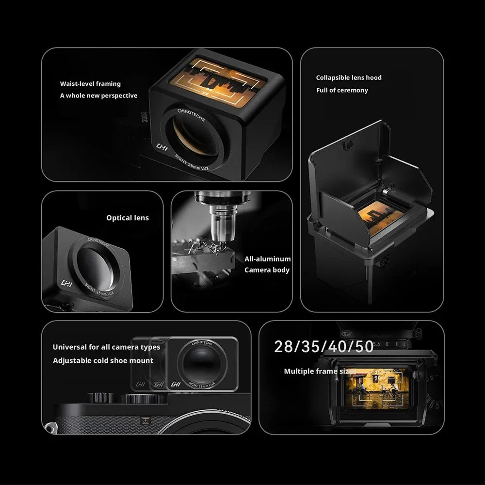 CHI 28mm/40mm/35mm/50mm Camera Universal Metal Waist-Level Viewfinder Focal length Dot Sight Viewfinder Hood CHINOTECHS
