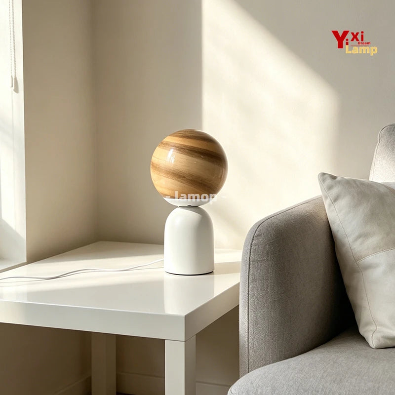 Nordic Milky Way Planet Glass Table Lamp USB Powered 3 Color Temperature Dimmable LED Bedside Desk Lamp Aesthetic Galaxy Sphere