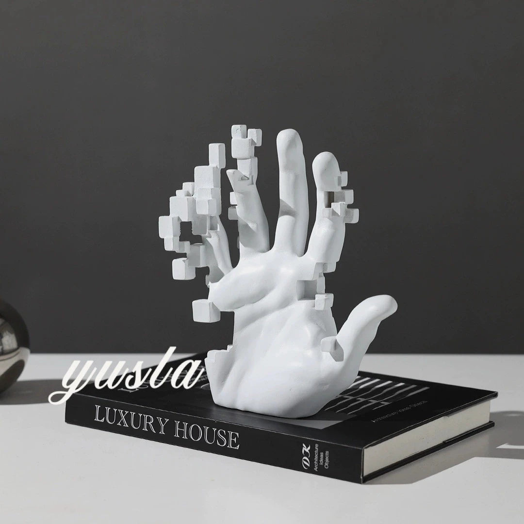 Pixel-Packed Sci-Fi Palm Ornament - Stunning Resin Art for Your Living Room Desk - Limited Stock!