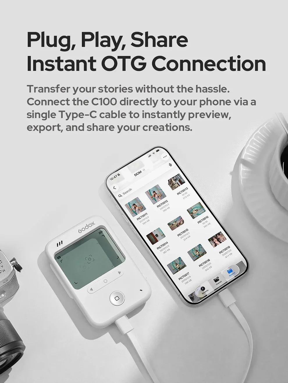 Godox C100 Transparent Viewfinder Mini CCD Portable Camera for Vlogging And Pocket Cam Film Light Meter with TF-Card 4G/8G/32GB