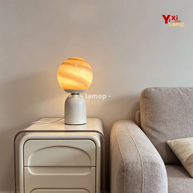 Nordic Milky Way Planet Glass Table Lamp USB Powered 3 Color Temperature Dimmable LED Bedside Desk Lamp Aesthetic Galaxy Sphere