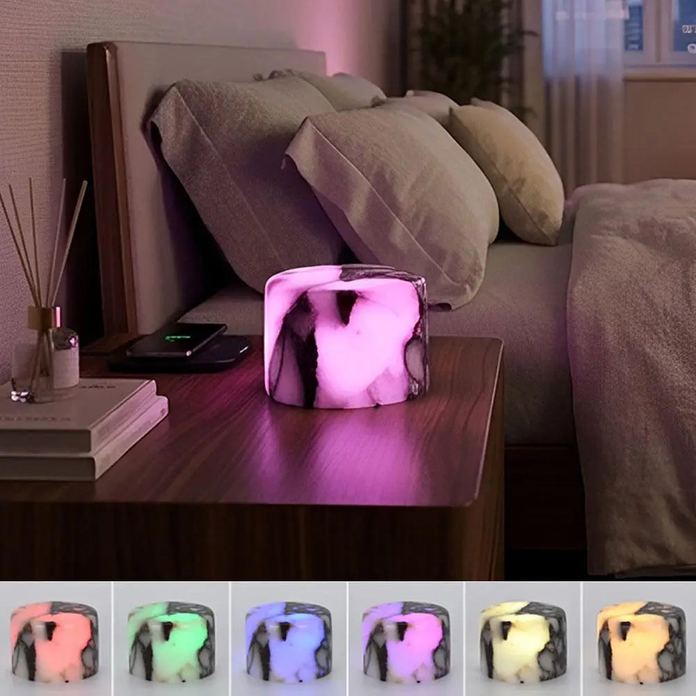 Natural Onyx Marble Touch Table Lamp Type-C Rechargeable Home Holiday LED Atmosphere Lamp Creative Multi-color Gradient Light