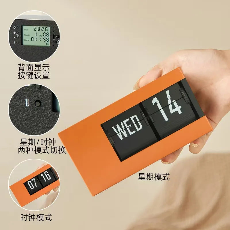 Simple Calendar Page-Turning Clock Fashion Decorative Pendulum Clock Japanese Smart Perpetual Calendar Page-Turning Clock
