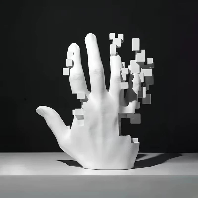Pixel-Packed Sci-Fi Palm Ornament - Stunning Resin Art for Your Living Room Desk - Limited Stock!