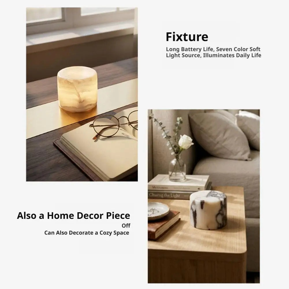 Natural Onyx Marble Touch Table Lamp Type-C Rechargeable Home Holiday LED Atmosphere Lamp Creative Multi-color Gradient Light