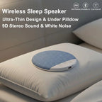 Bluetooth Pillow Speaker Wireless Sleep Music Player Under Pillow White Noise Machine 9D Stereo Timer Auto-Off for Insomnia