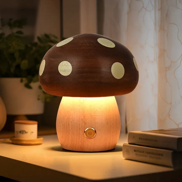 The Wildwood Mushroom Lamp — Solid Wood LED