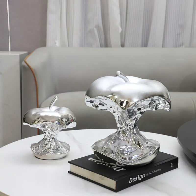 Electroplating Art Resin Carving Apples, Pear Statues, Living Room Decoration, Fruit Model Sculpture Crafts, Home Decoration