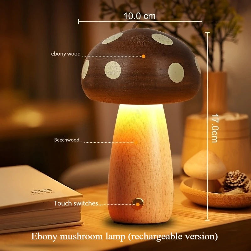 The Wildwood Mushroom Lamp — Solid Wood LED