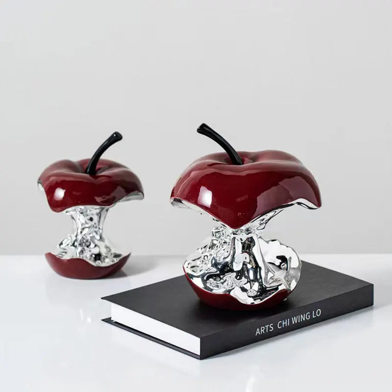Electroplating Art Resin Carving Apples, Pear Statues, Living Room Decoration, Fruit Model Sculpture Crafts, Home Decoration