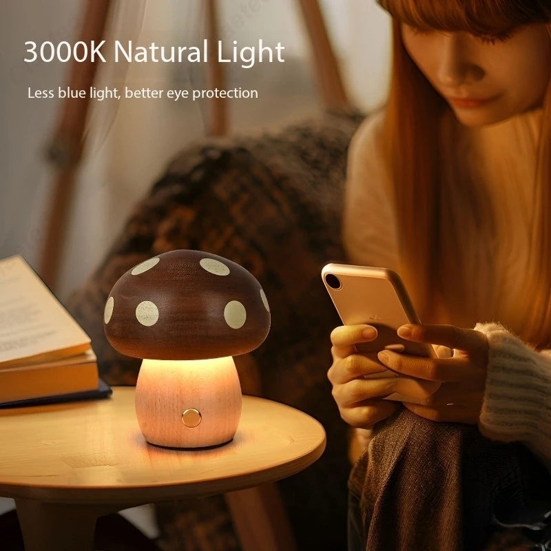 The Wildwood Mushroom Lamp — Solid Wood LED