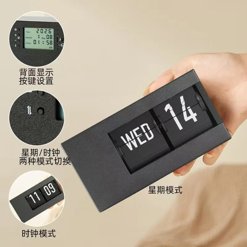 Simple Calendar Page-Turning Clock Fashion Decorative Pendulum Clock Japanese Smart Perpetual Calendar Page-Turning Clock