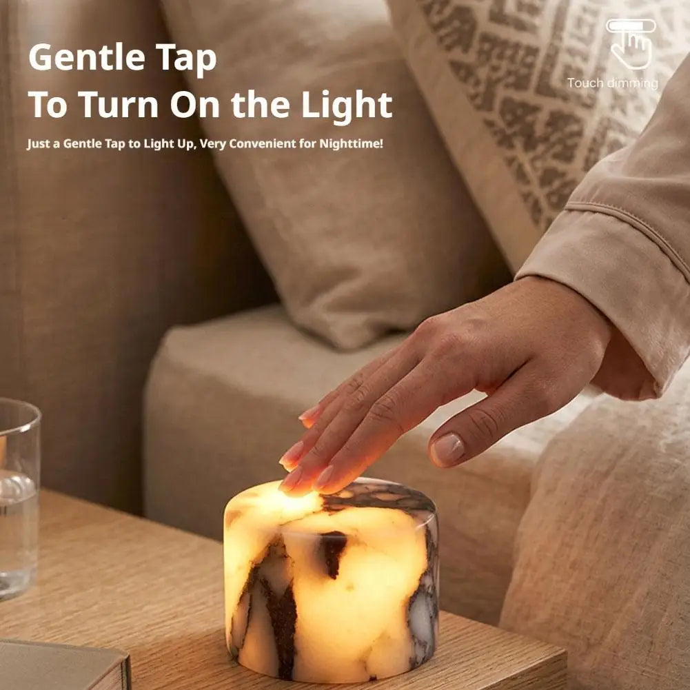 Natural Onyx Marble Touch Table Lamp Type-C Rechargeable Home Holiday LED Atmosphere Lamp Creative Multi-color Gradient Light